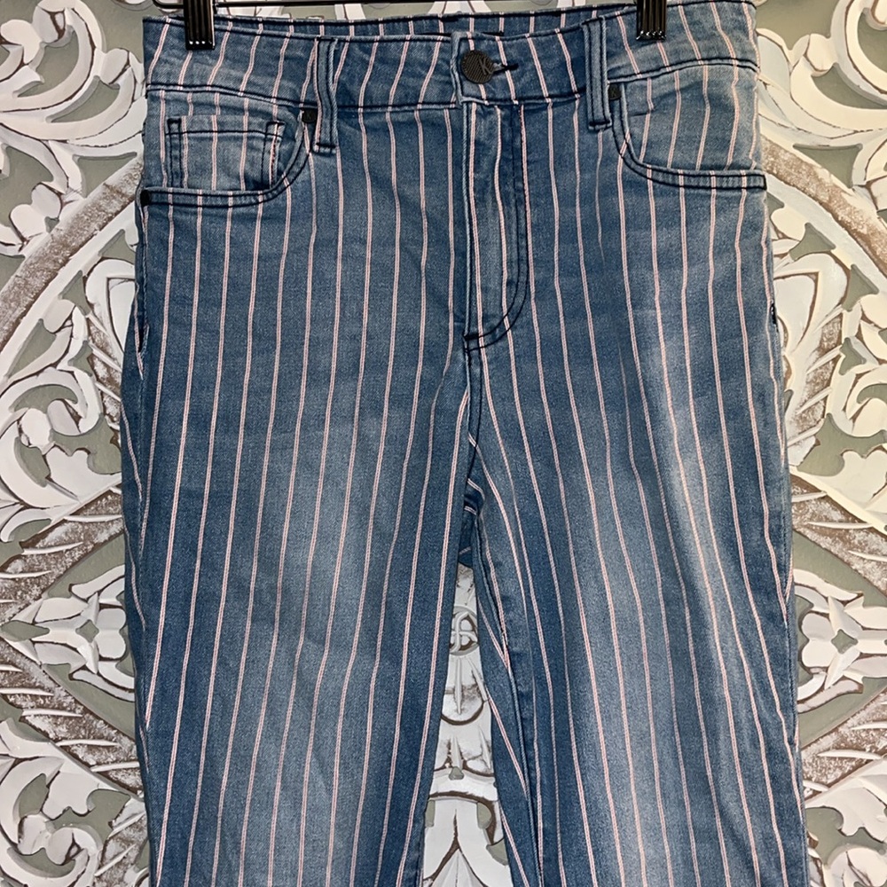 Kut From The Kloth Connie Striped Blue Denim Jeans High Rise Ankle Skinny sz2EUC - Picture 15 of 16